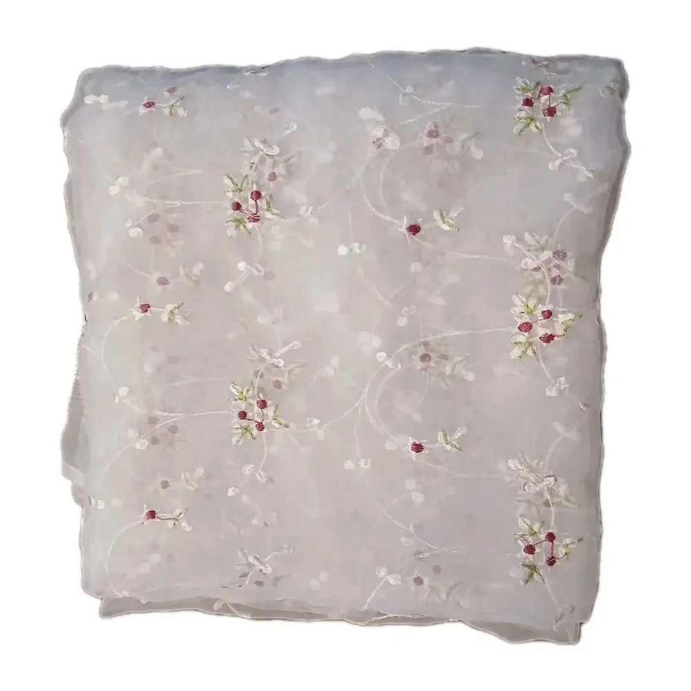 KIDSLine Sheer Single Curtain Panel Pink White Green Flowers Vines 80